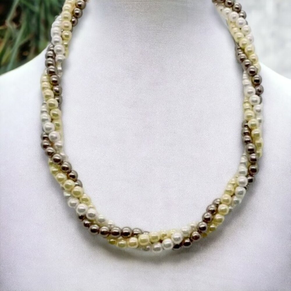 AVON Faux Pearls Choker Necklace and Earrings Set